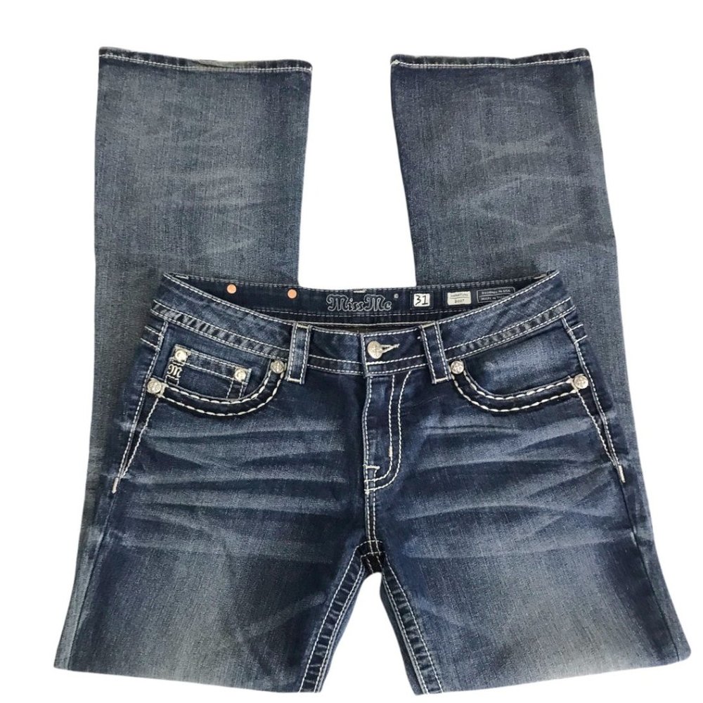 Miss Me Boot Cut size 31×32. Worn once. These jeans are practically brand new.